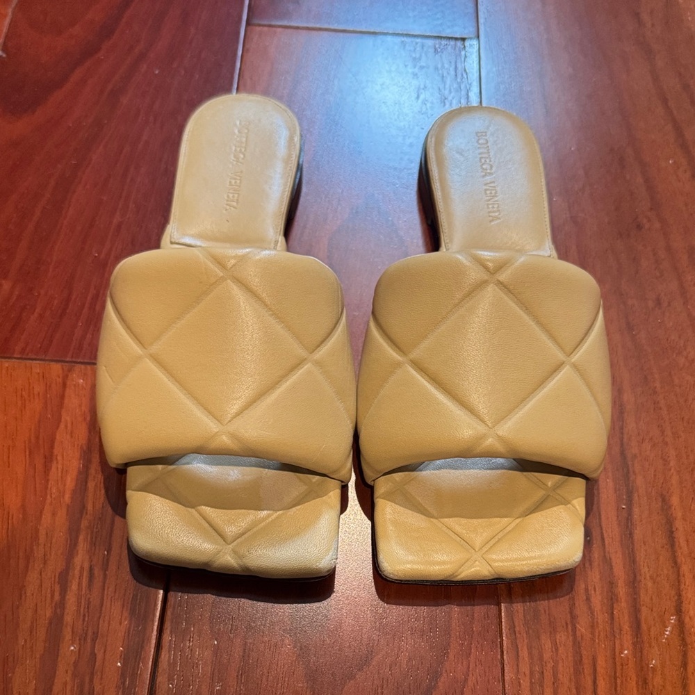 Bottega Veneta Tan Quilted Mules